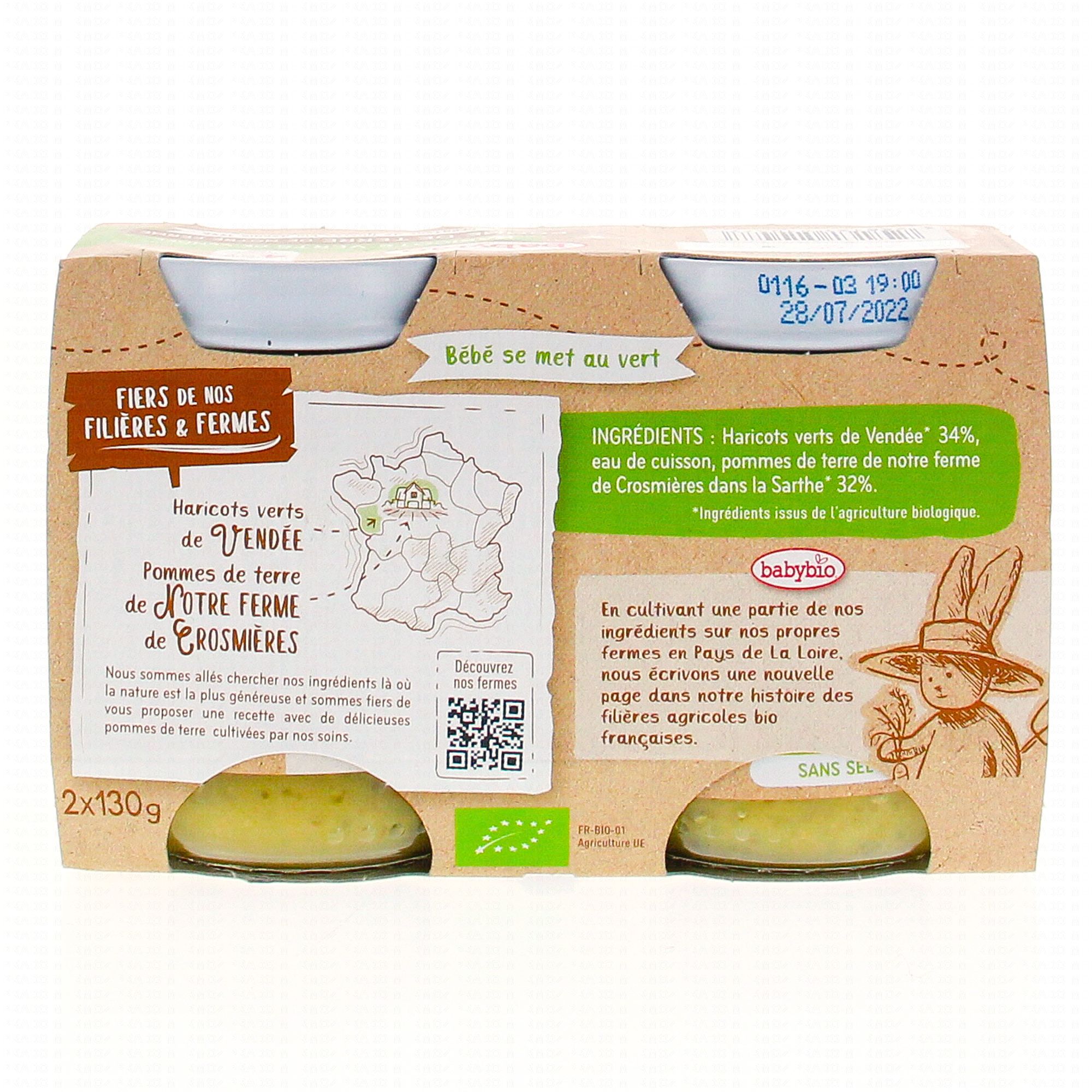 Babybio Legumes Petits Pots Haricots Verts Pommes De Terre Des 4 Mois 2x130g Parapharmacie En Ligne Prado Mermoz