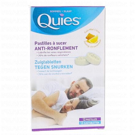 QUIES Pastilles anti-ronflement goût miel citron boite de 12