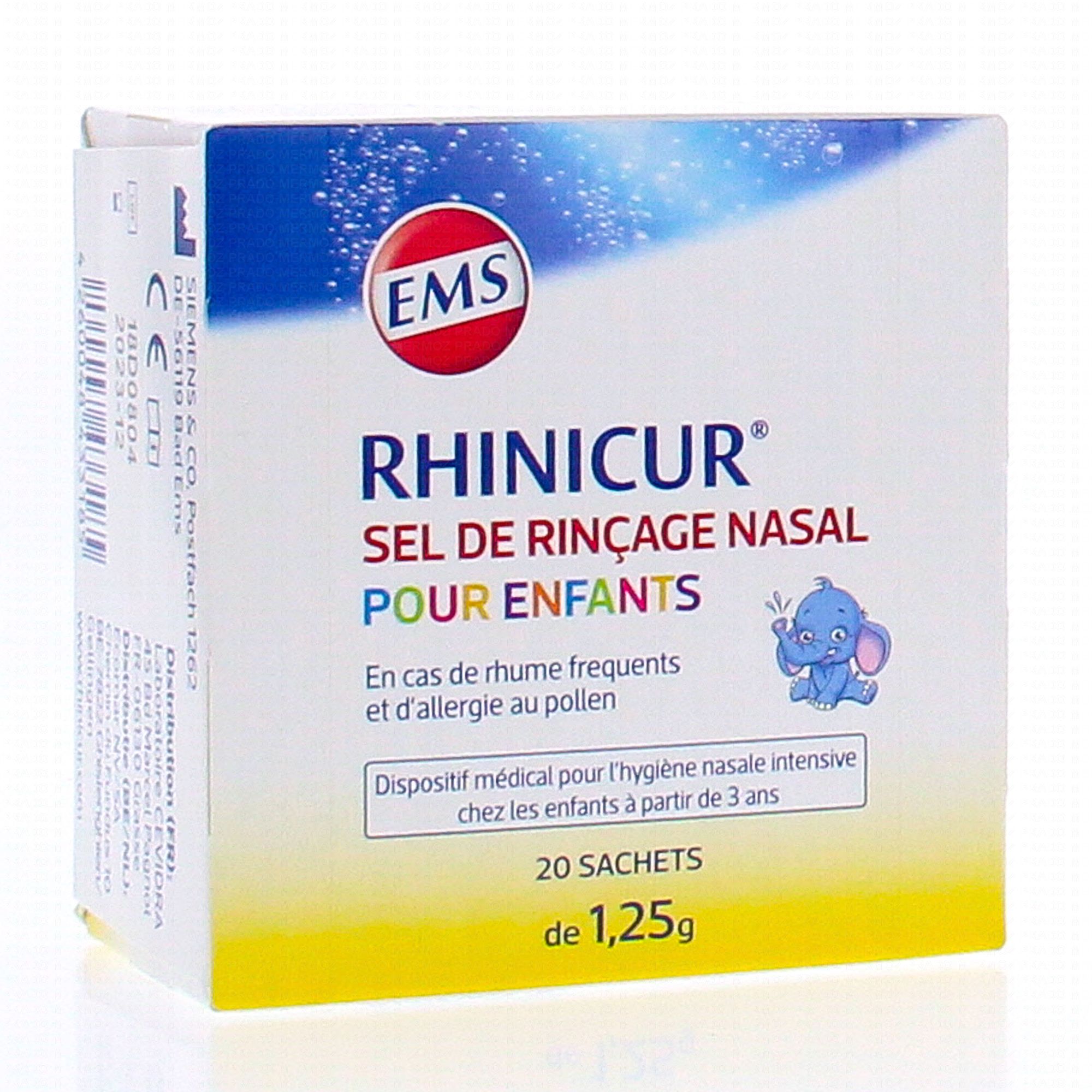 Rhinicur - Douche Nasale + Sel de Rinçage Nasal Pour Enfants, 4 sachets