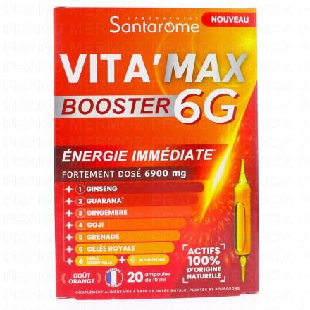 SANTAROME Vita'Max - Booster 6G Anti Fatigue Fortement Dosé x20 Ampoules