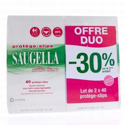 SAUGELLA Cotton touch - Protège-slips coton touch (lot de 2x40 unités)
