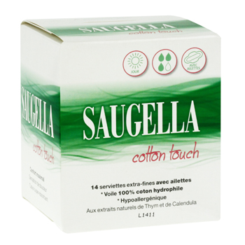 SAUGELLA Cotton touch jour 14 serviettes extra-fines avec ailettes