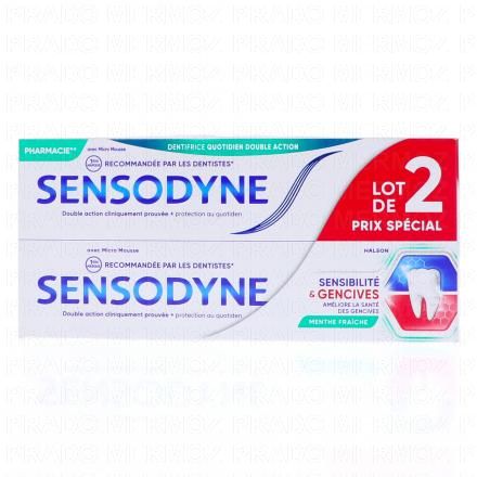 dentifrice sensibilité & gencives menthe fraiche lot de 2 tube 75ml