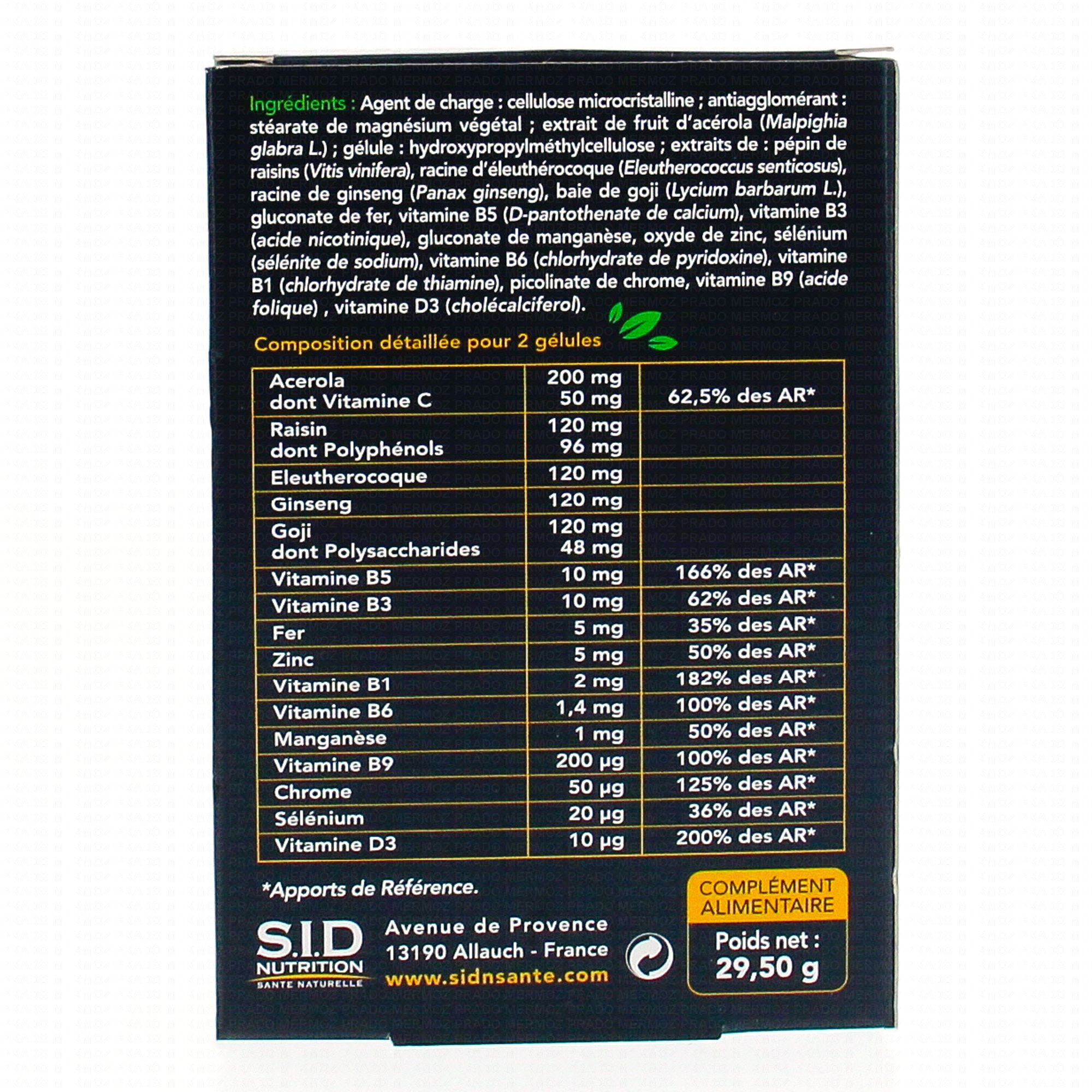 SID NUTRITION Optienergie 60 gélules Parapharmacie Prado Mermoz