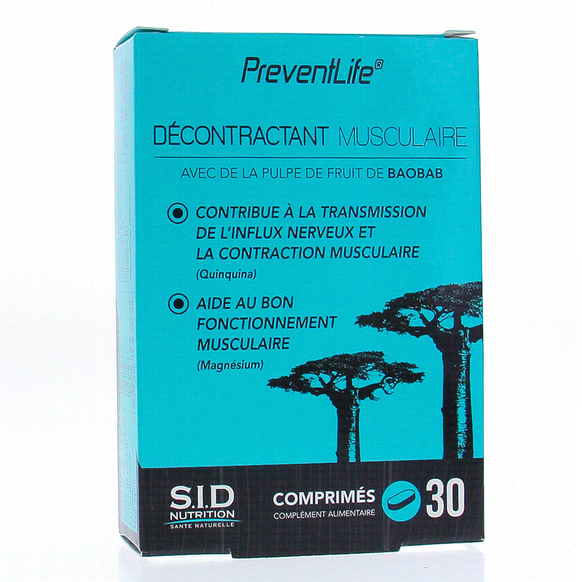 SID PreventLife Décontractant Musculaire 30 comprimés - Parapharmacie ...