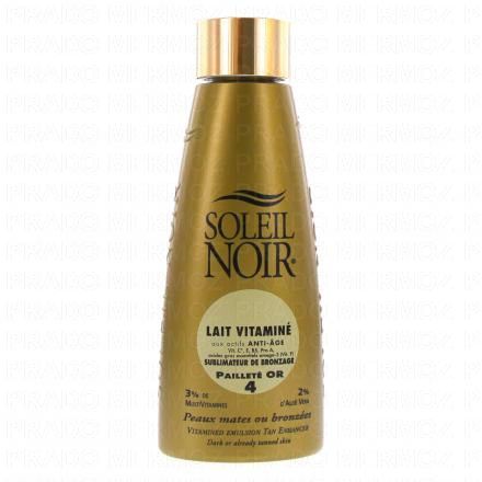 SOLEIL NOIR Lait vitaminé SPF4 pailleté or flacon 150ml 4