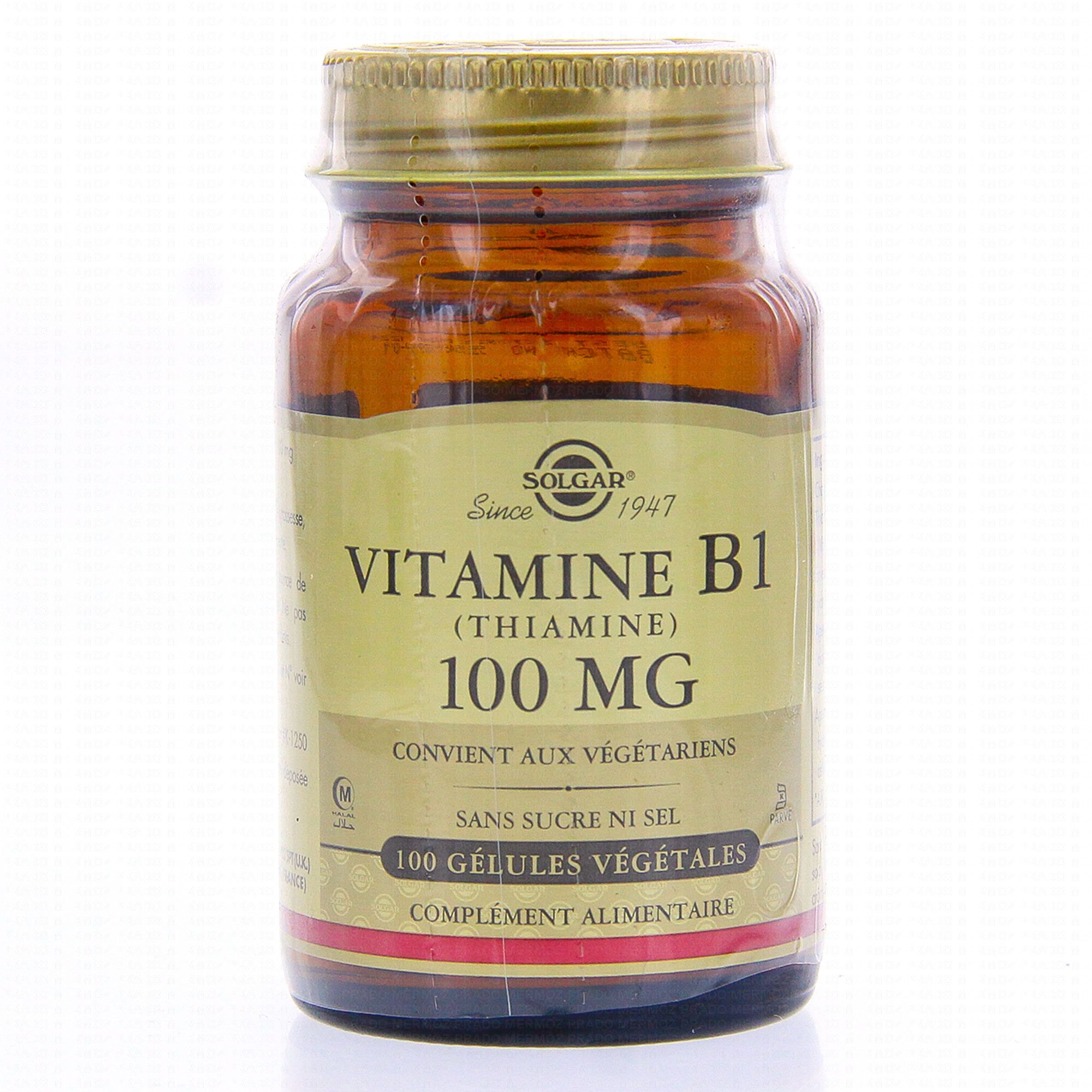 SOLGAR Vitamine B1 (thiamine) 100mg 100 gélules - Parapharmacie Prado ...