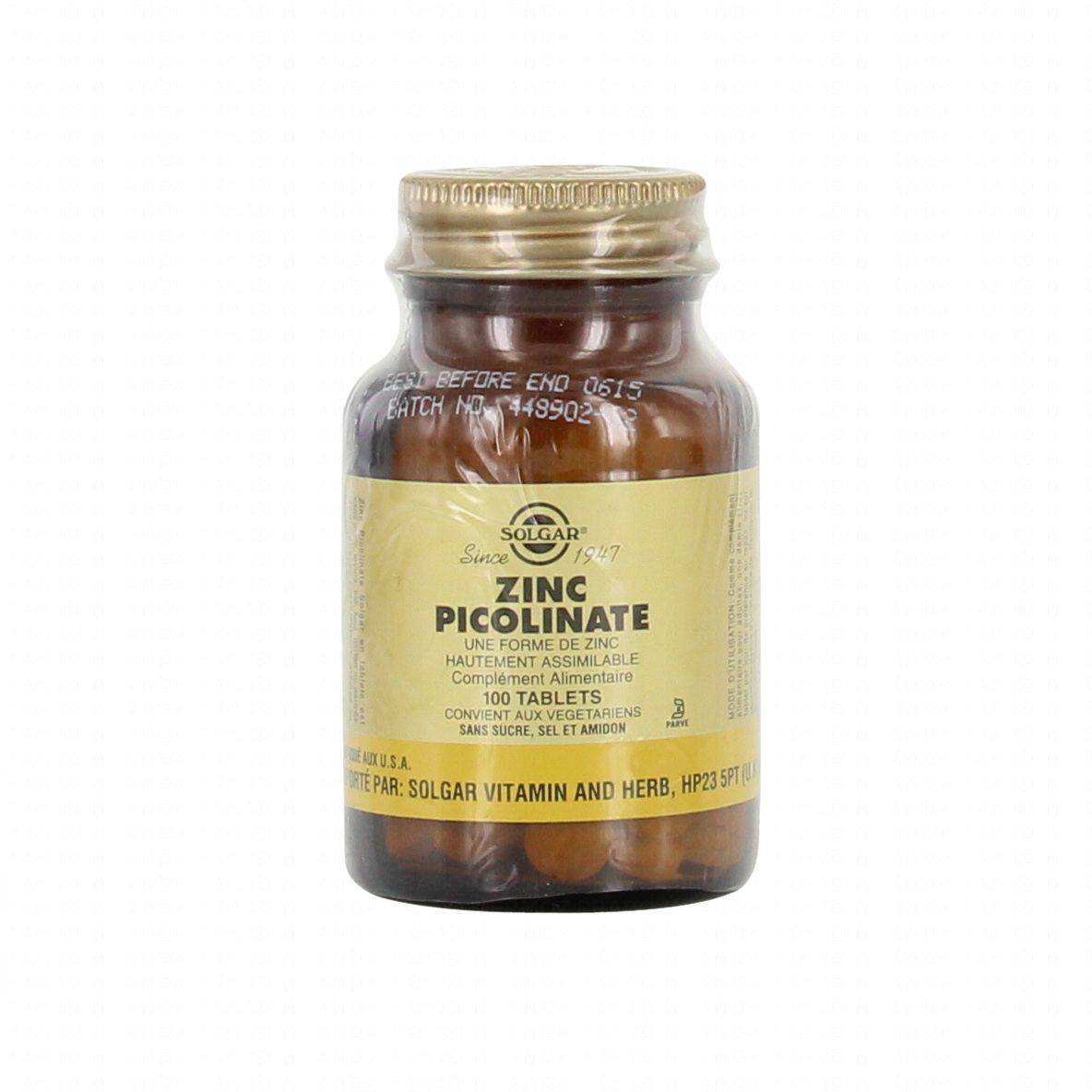 SOLGAR Zinc picolinate 100 comprimés Parapharmacie Prado Mermoz