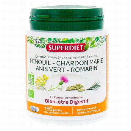 SUPERDIET Quatuor digestion bio flacon 150 gélules