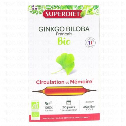 Ginkgo Biloba Circulation et mémoire 20 ampoules