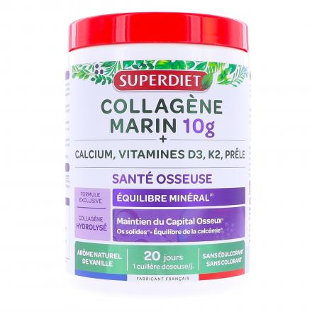 Collagène Marin 10g + Calcium, Vitamines D3, K2, Prêle 240g