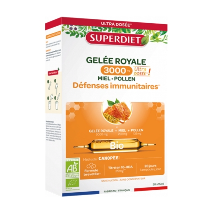 SUPERDIET Gel&eacute;e Royale Bio 3000mg Ultra dos&eacute;e 20x15ml