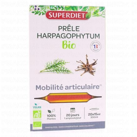 SUPERDIET Prêle-harpagophytum bio 20 ampoules