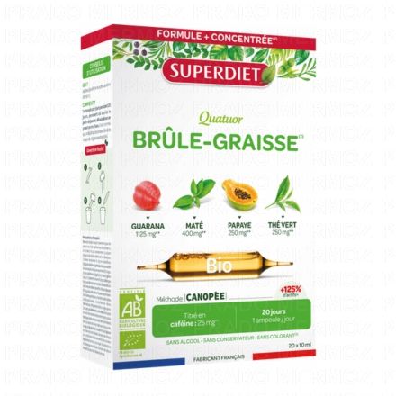SUPERDIET Quatuor brule graisse bio 20 ampoules de 10ml (boîte de 20 ampoules)