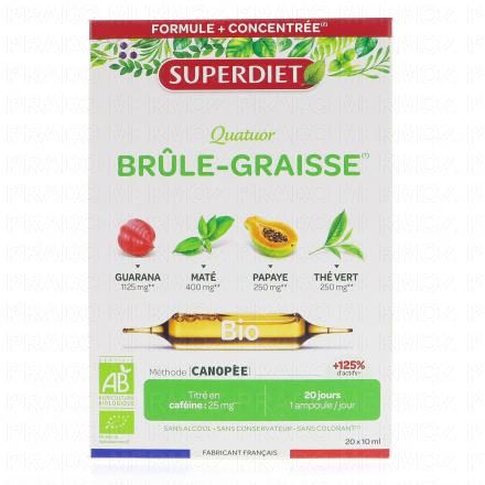 SUPERDIET Quatuor brule graisse bio 20 ampoules de 10ml (boîte de 20 ampoules)
