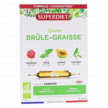 SUPERDIET Quatuor brule graisse bio 20 ampoules de 10ml (bo&icirc;te de 20 ampoules)