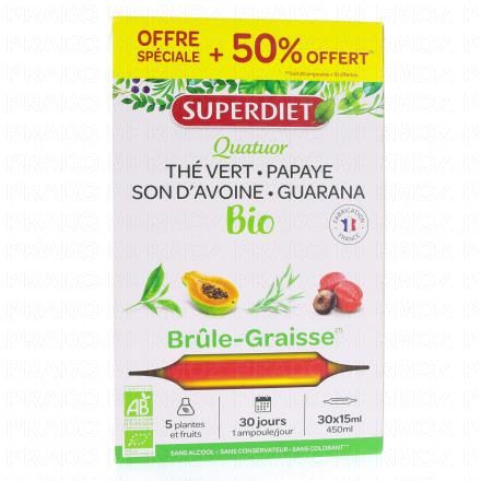 SUPERDIET Quatuor brule graisse bio 20 ampoules de 15ml boîte de 20 ampoules + 10