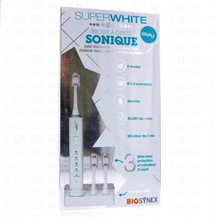 SUPERWHITE Brosse à dent sonique souple blanc