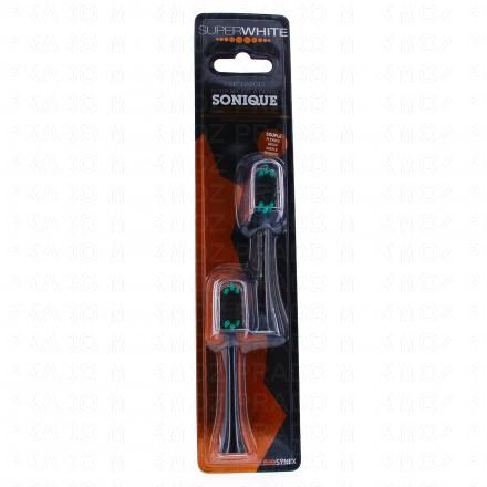 SUPERWHITE Sonique - Recharges brosse à dents souple x2 noir