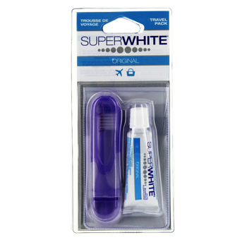 SUPERWHITE Trousse de voyage: brosse à dents de voyage + dentifrice 15ml