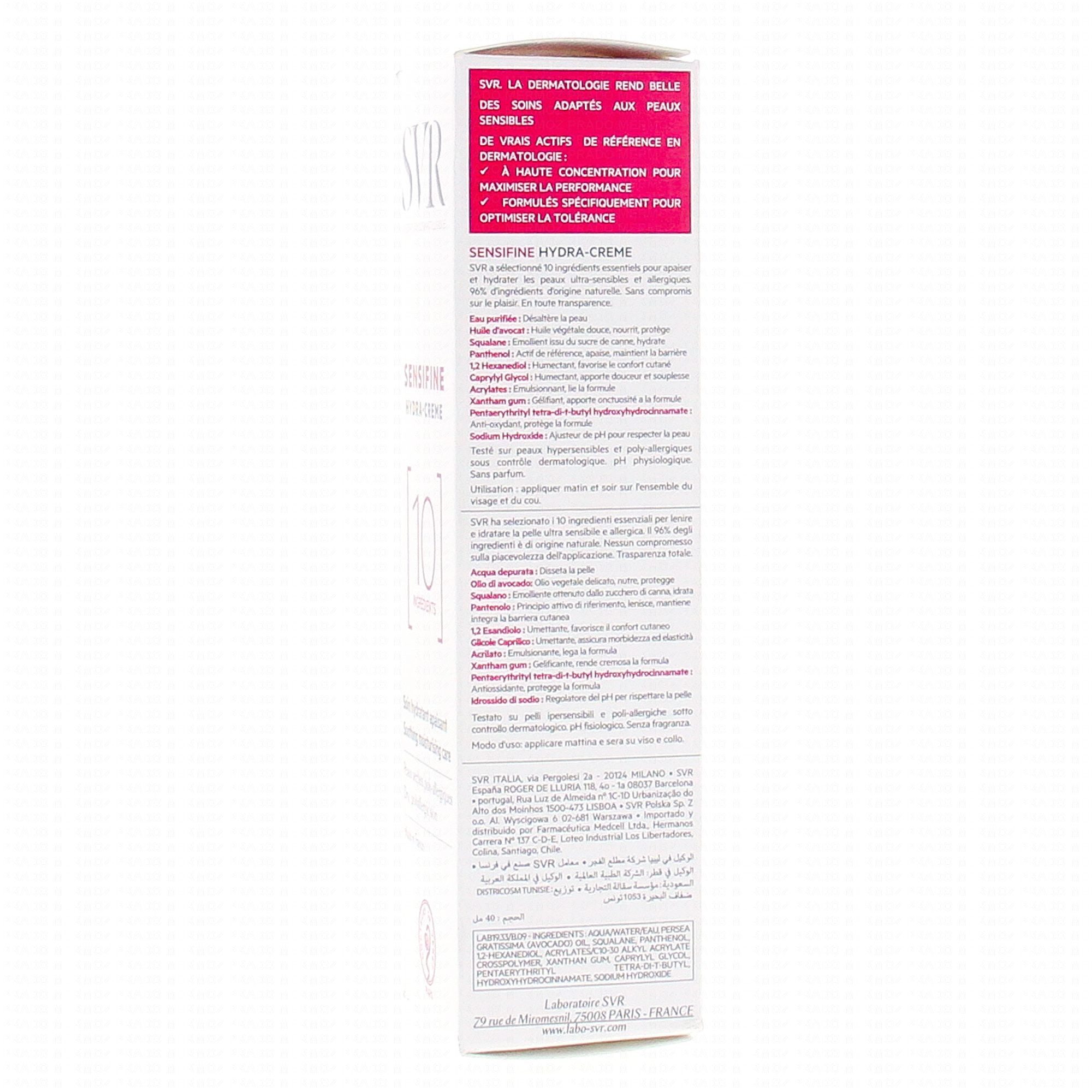 SVR Sensifine hydra crème flacon 40ml - Parapharmacie Prado Mermoz