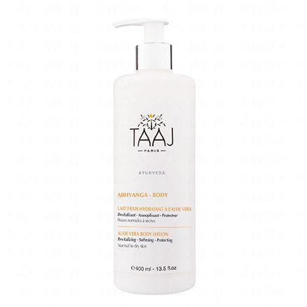 TAAJ Abhyanga lait frais hydratantàl'aloe vera flacon pompe 400ml