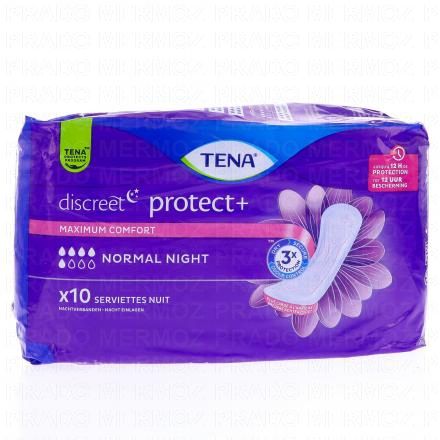 TENA Discreet - Serviettes hygiéniques nuit (normal x10 serviettes)