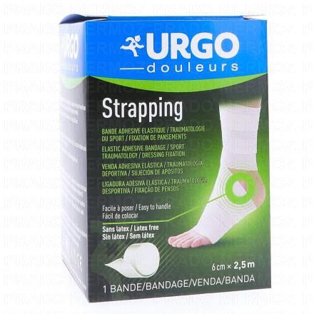 URGO Douleurs Strapping Bande Adhésive Élastique (6cm x 2,5m)