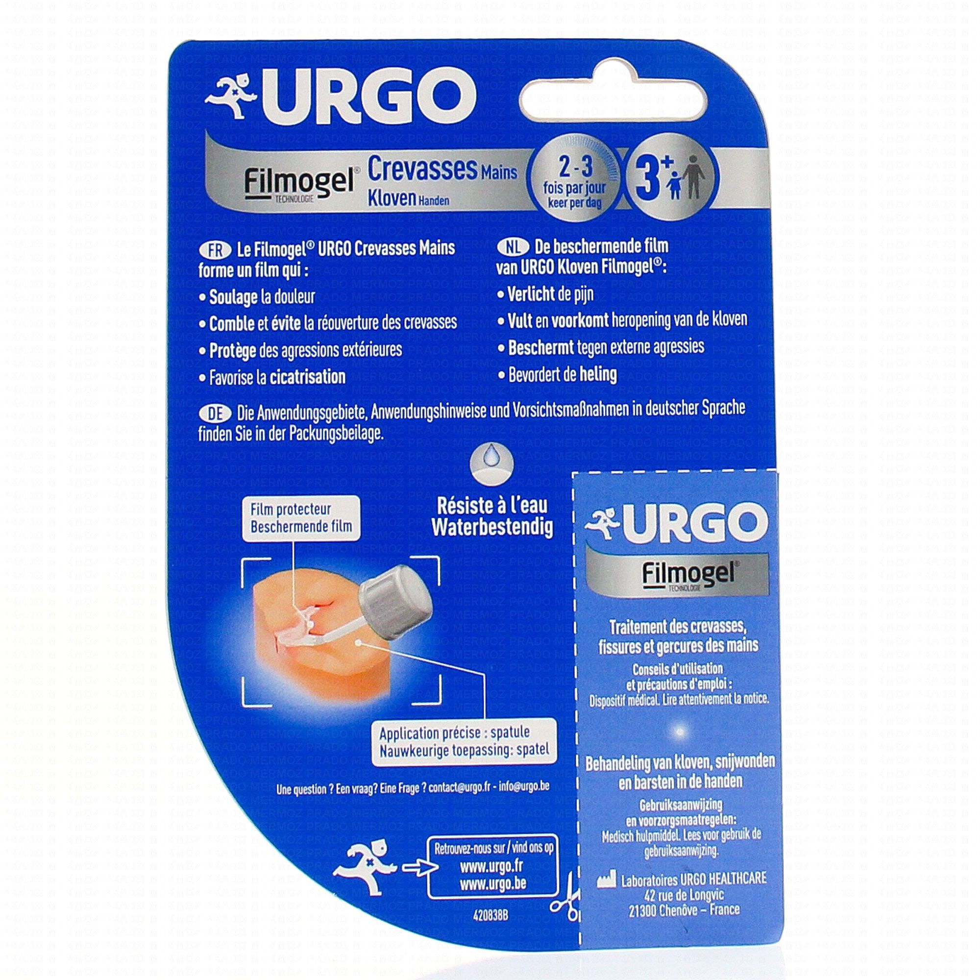 Urgo - Filmogel Crevasses Mains - Film protecteur résistant à l'eau -  Soulage et protège - 3,25ml