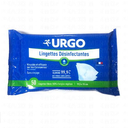 URGO Lingettes désinfectantes sans rinçage (pochette 50 lingettes)