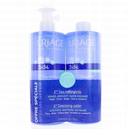 URIAGE 1ers Soins bébé - 1ère Eau Nettoyante (lot de 2x500ml)
