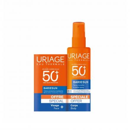 URIAGE Bari&eacute;sun - Cr&egrave;me Protectrice Visage SPF50+ 50ml + Spray Invisible Corps SPF50+ 200ml
