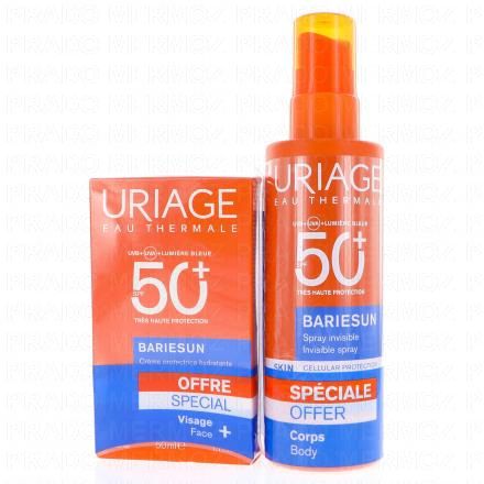 URIAGE Bariésun - Crème Protectrice Visage SPF50+ 50ml + Spray Invisible Corps SPF50+ 200ml