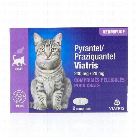 VIATRIS Pyrantel + Praziquantel Vermifuge Chat x2 comprim&eacute;s