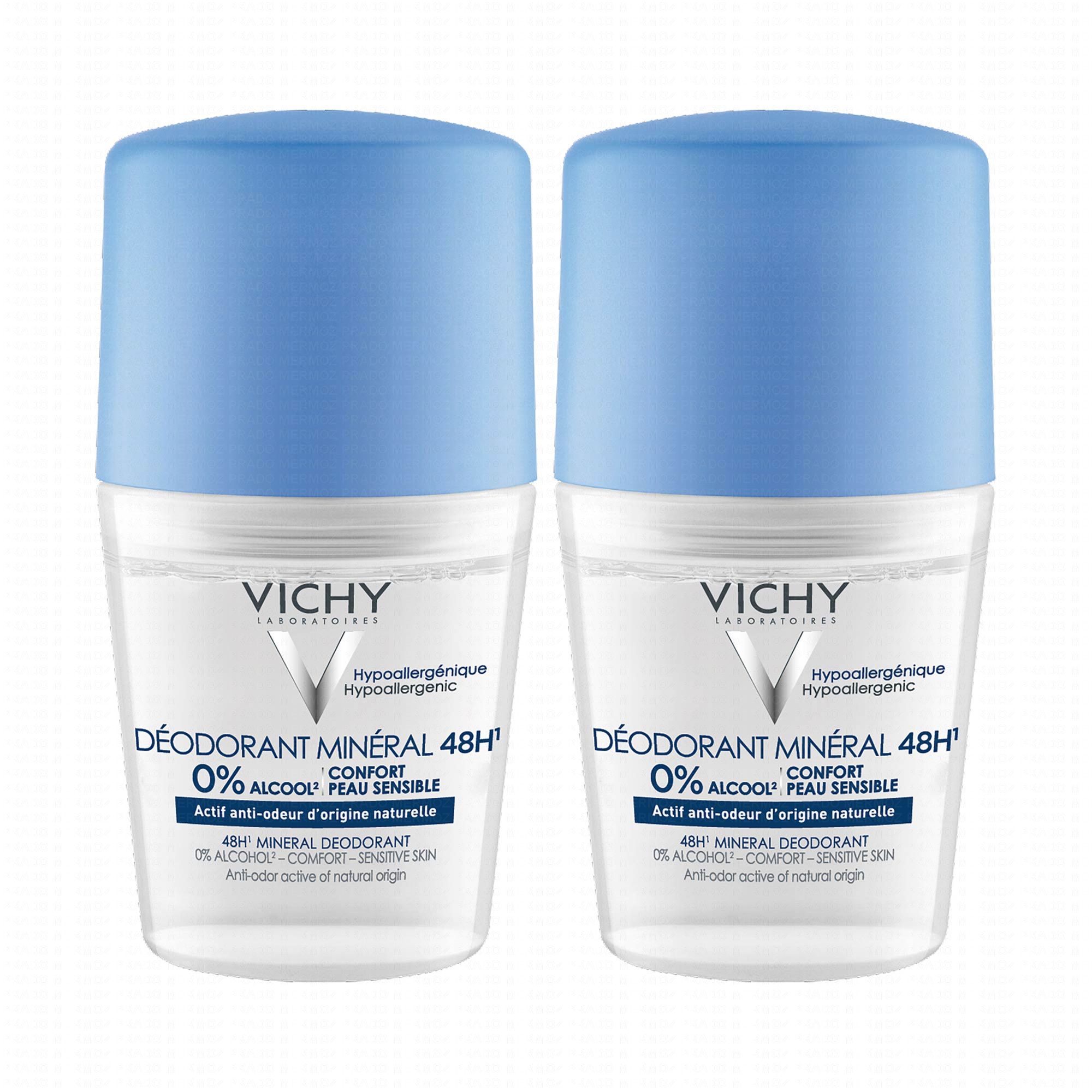 VICHY Déodorant minéral 48h sans alcool roll-on lot de 2 x 50 ml