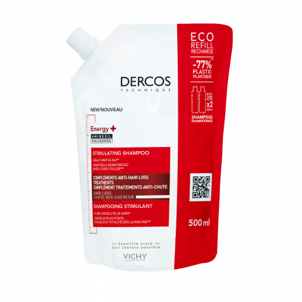 Dercos Aminexil Éco-recharge Shampooing Energy+ 500ml