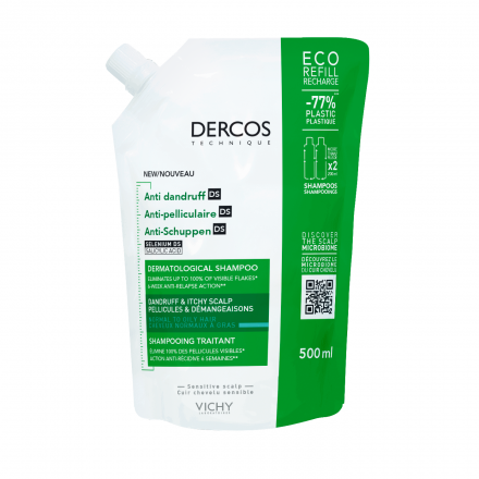 VICHY Dercos anti-pelliculaire shampooing traitant cheveux normaux à gras (eco-recharge 500ml)