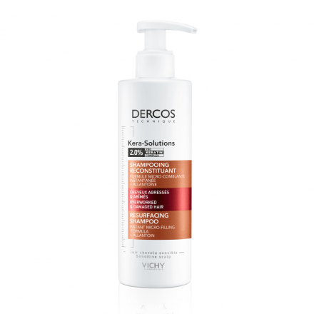 VICHY Dercos kera-solutions shampooing reconstituant cheveux agressés et abîmés flacon pompe 250ml