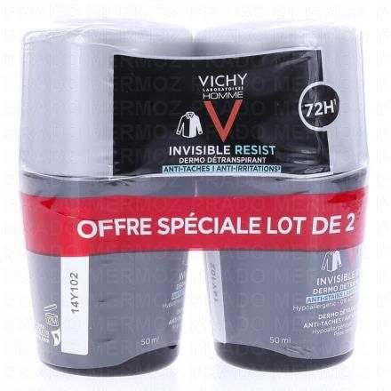 VICHY Homme Dermo-détranspirant Invisible Protect 72h anti-taches anti-irritations (lot de 2 x 50ml)
