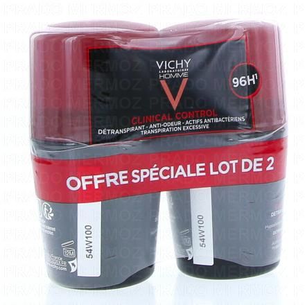 VICHY Homme Détranspirant anti-odeur 96h Roll-on (lot de 2 x 50ml)