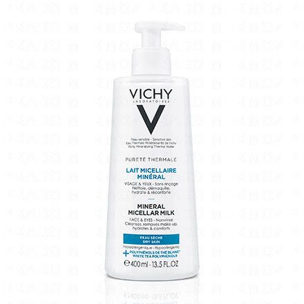 Pureté Thermale - Lait micellaire minéral peau sèche flacon pompe 400ml