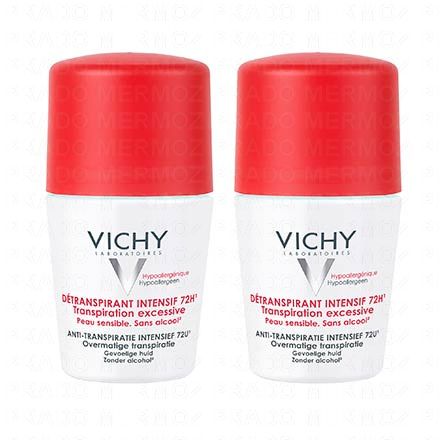 VICHY Détranspirant intensif 72h transpiration exessive (lot de 2 roll'ons x 50ml)