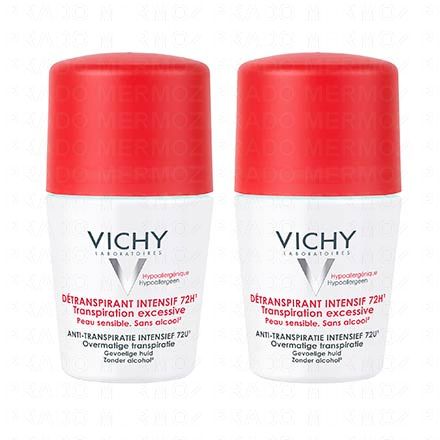 VICHY Détranspirant intensif 72h transpiration exessive (lot de 2 roll'ons x 50ml)