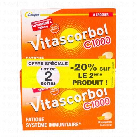 VITASCORBOL C 1000 à croquer (lot de 2 x 20 comprimés)