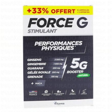 VITAVEA Force G Stimulant - Performances Physiques 5G x15 Ampoules + 5 Offertes