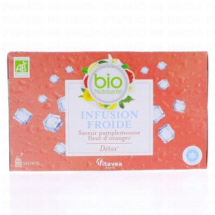 VITAVEA Infusion Froide Bio Saveur Pamplemousse Fleur d'oranger Détox x20 sachets