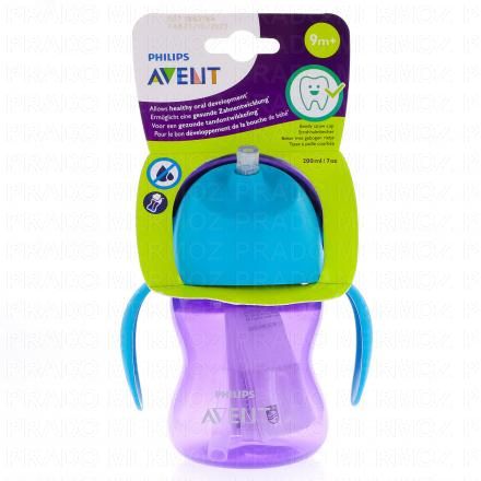 AVENT Tasse à Paille avec Anses 200ml +9Mois (bleu / violet)