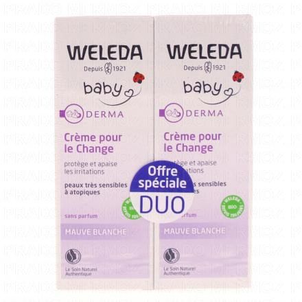 WELEDA Bébé Derma Crème pour le Change à la Mauve Blanche bio lot 50ml x2