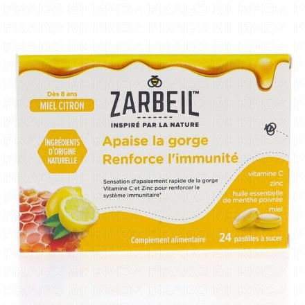 ZARBEIL Apaise la gorge et Renforce l'immunité arôme Miel-Citron x24 Pastilles