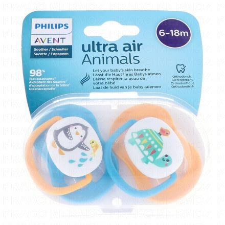 AVENT Ultra Air - Sucettes 6-18 mois (pinguin/&eacute;lephant)